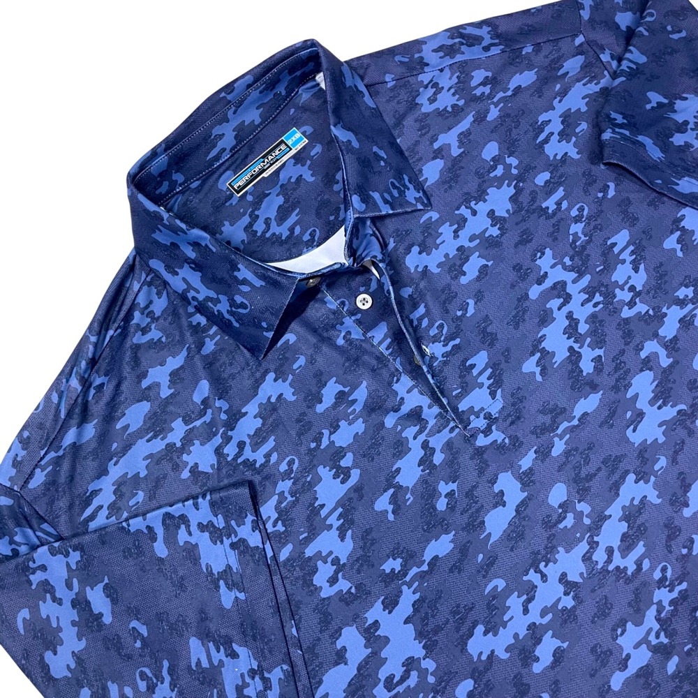 Roundtree & Yorke Performance Polo 2XB Blue Digital Camo Short Sleeve *READ